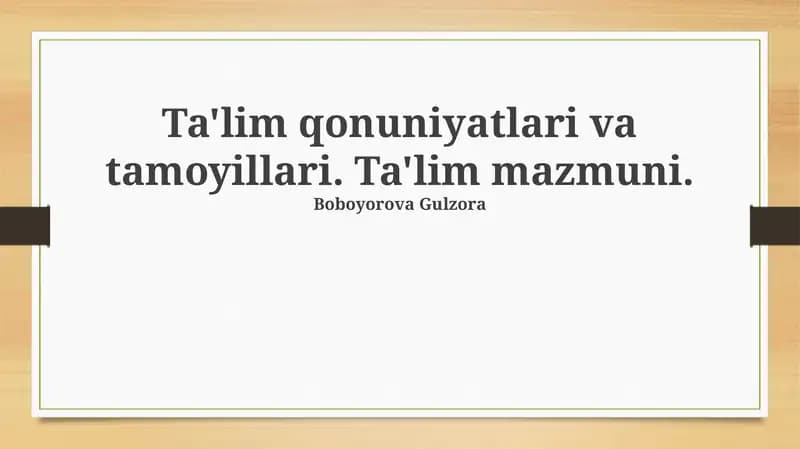 Ta'lim qonuniyatlari va tamoyillari