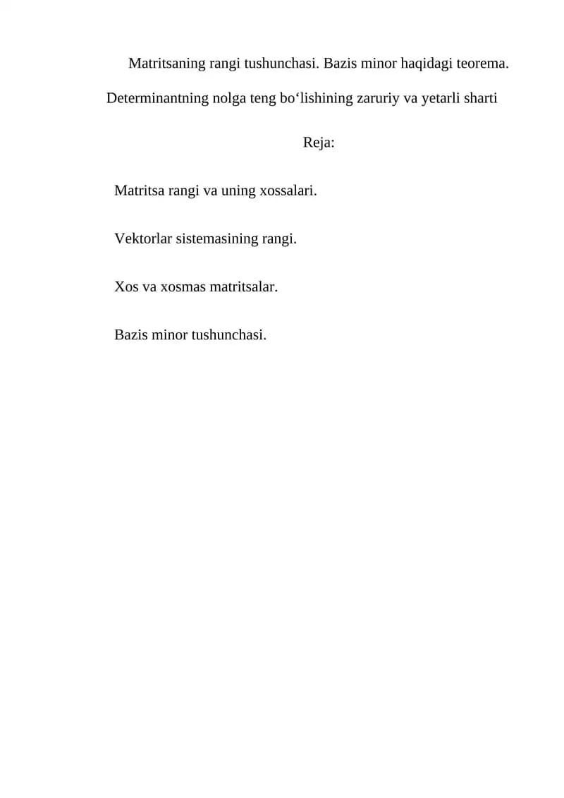 Bazis minor haqidagi teorema