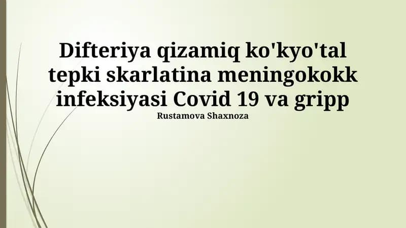 Difteriya, qizamiq va skarlatina