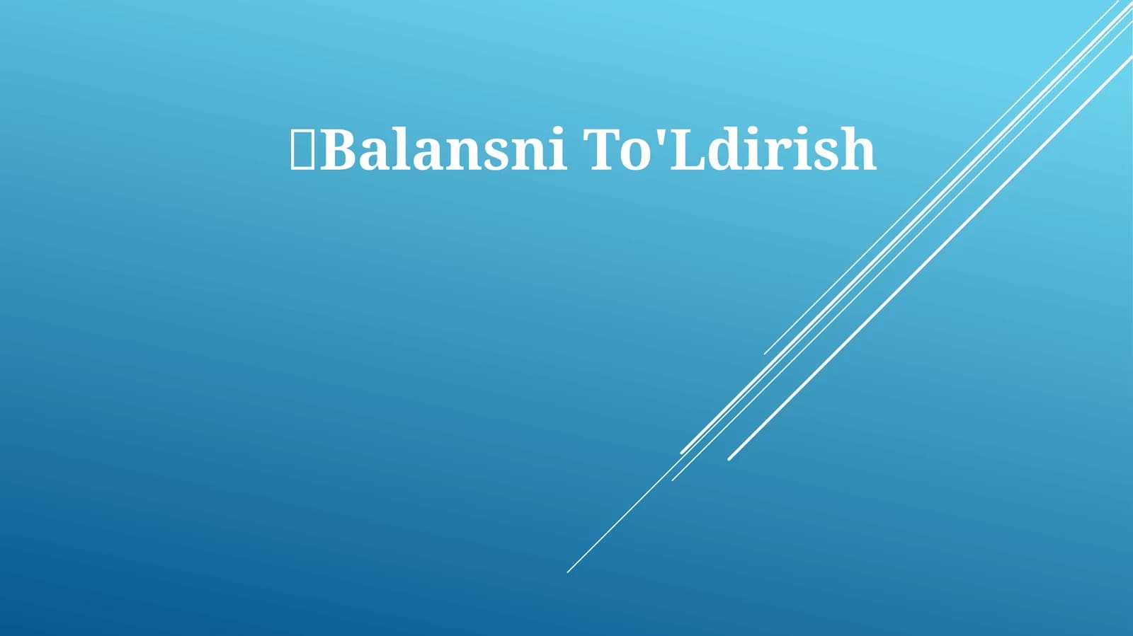 Balansni To'Ldirish