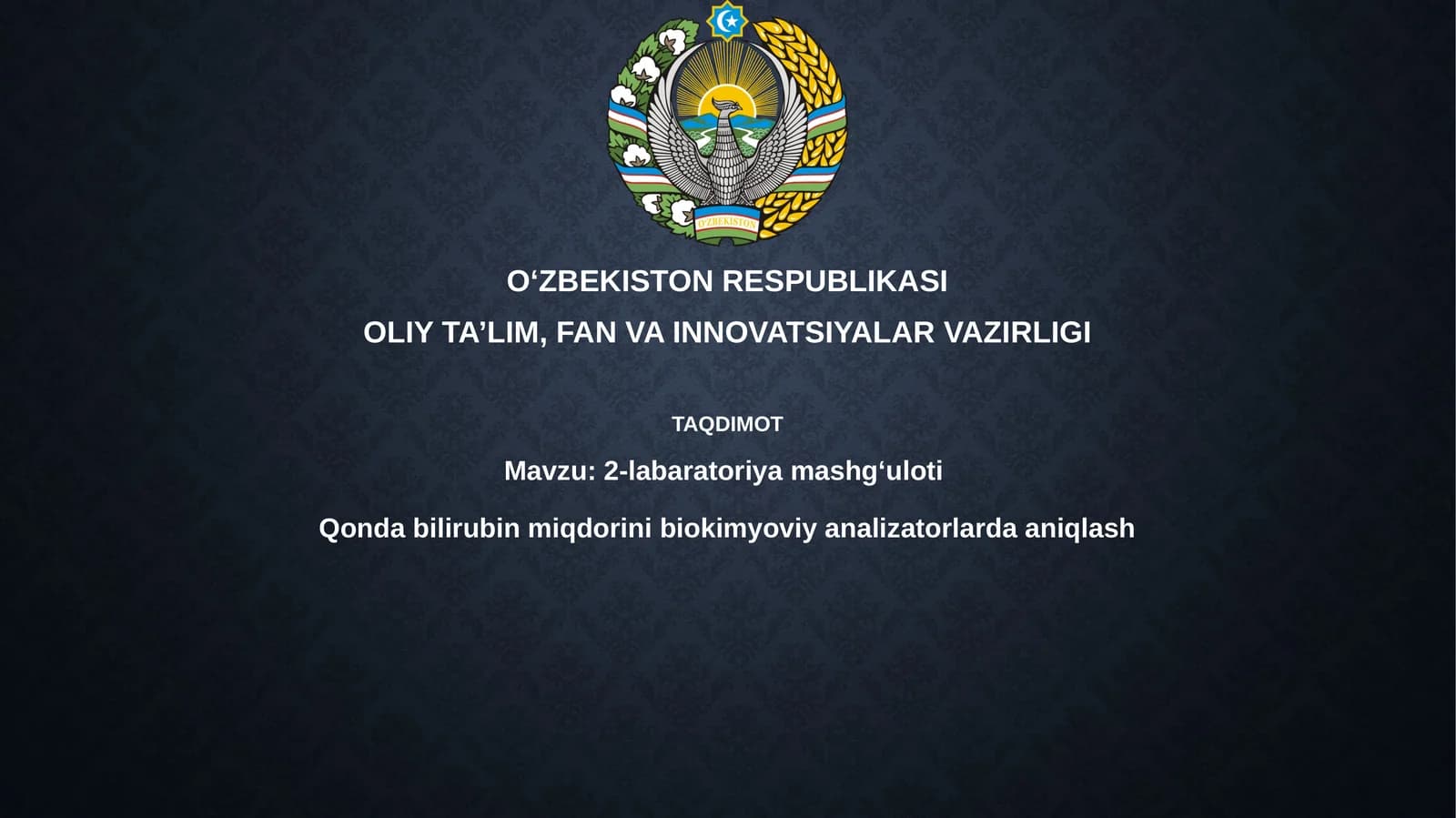 Qondibilirubin miqdori biokimyoviy analizatorlarda aniqlash