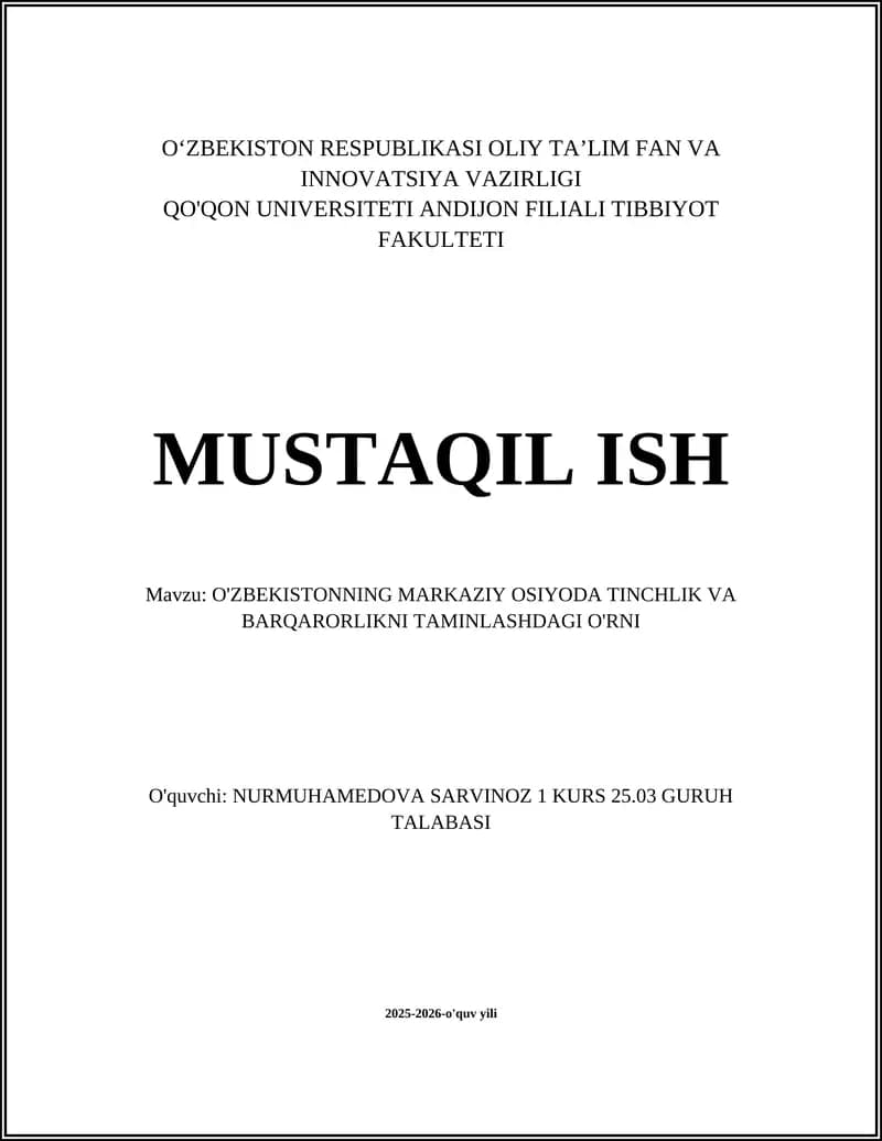 Oʻzbekistonning mintaqaviy tinchlik siyosati
