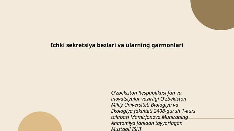 Ichki sekretsiya bezlari va ularning garmonlari
