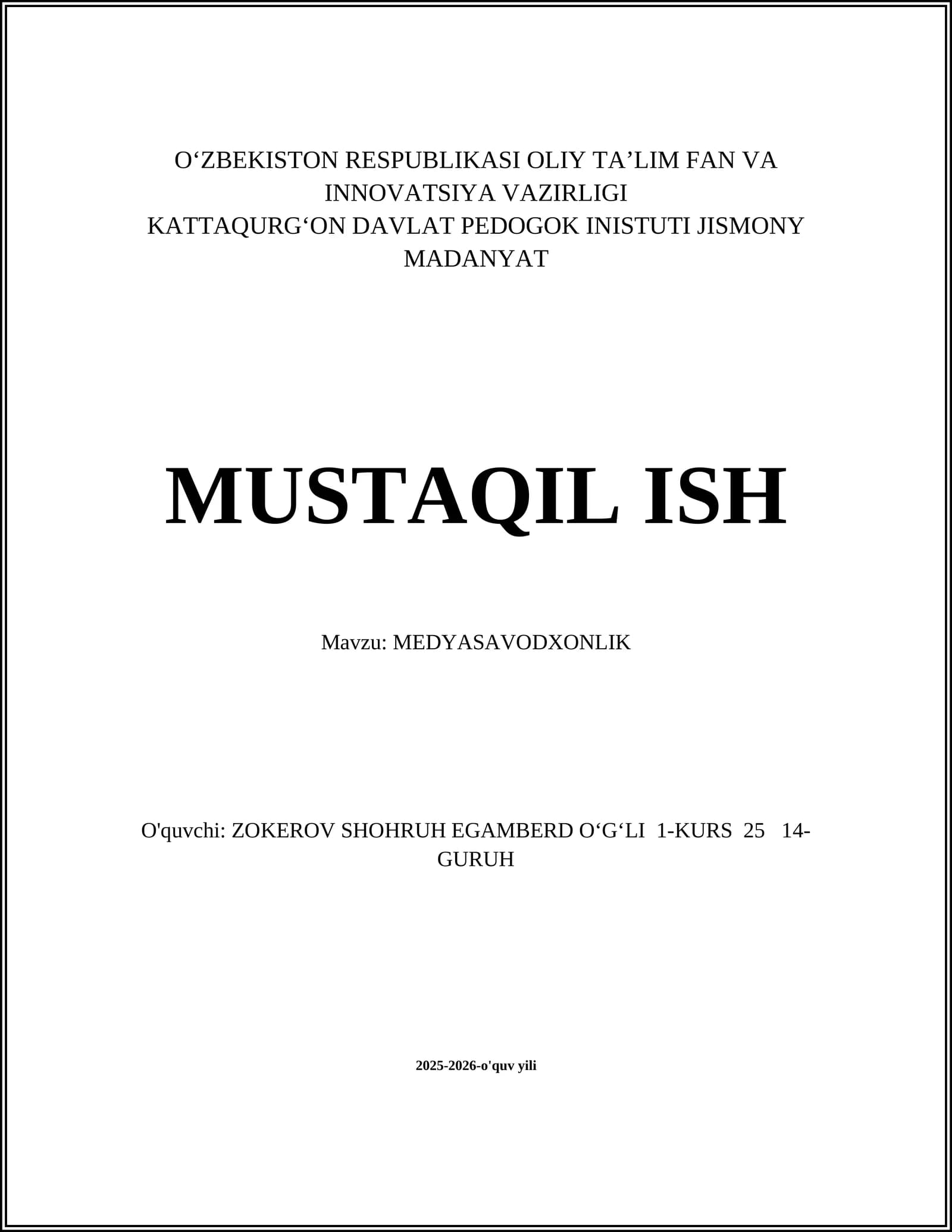 MEDYASAVODXONLIK