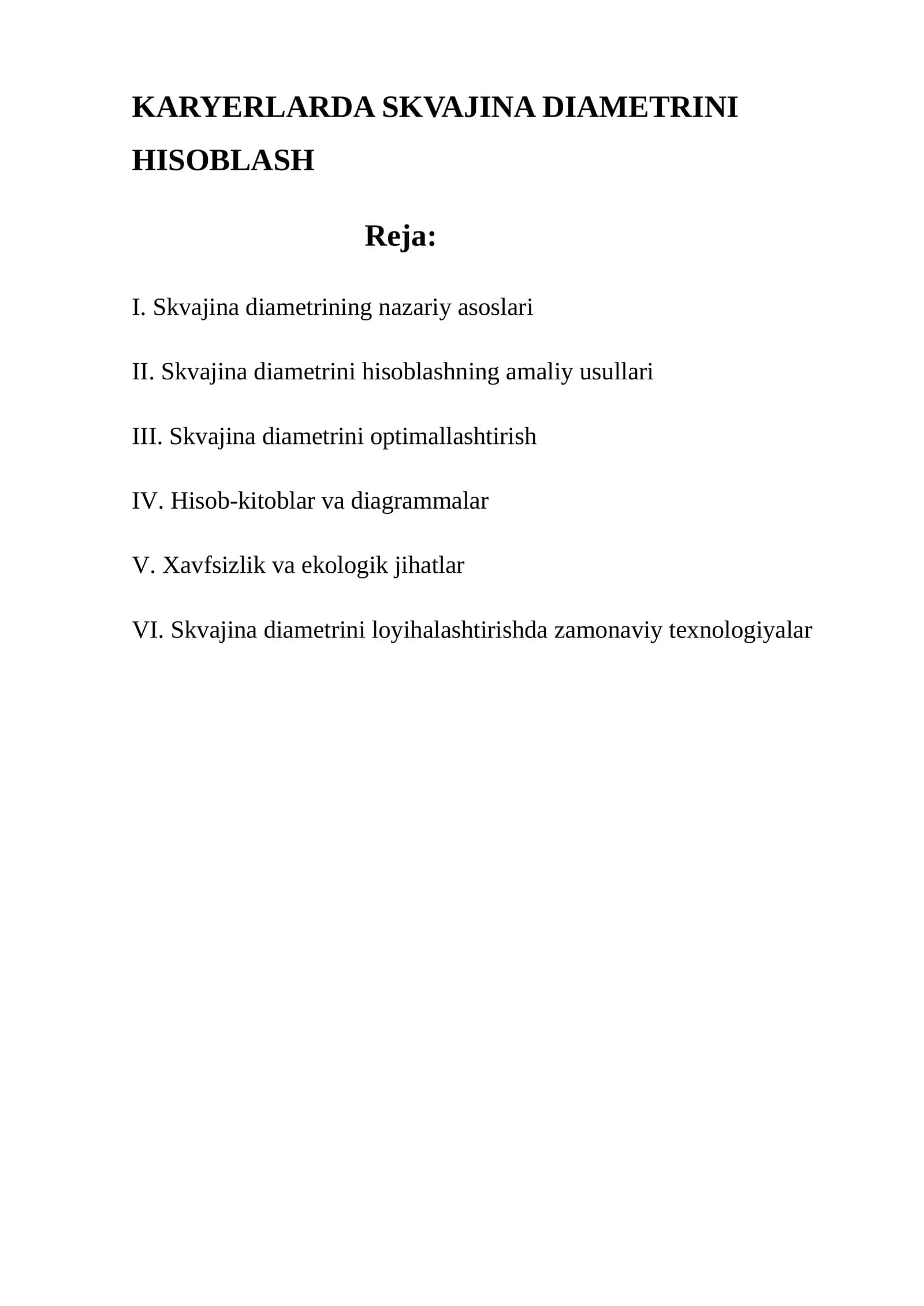 Skvajina diametrini hisoblash