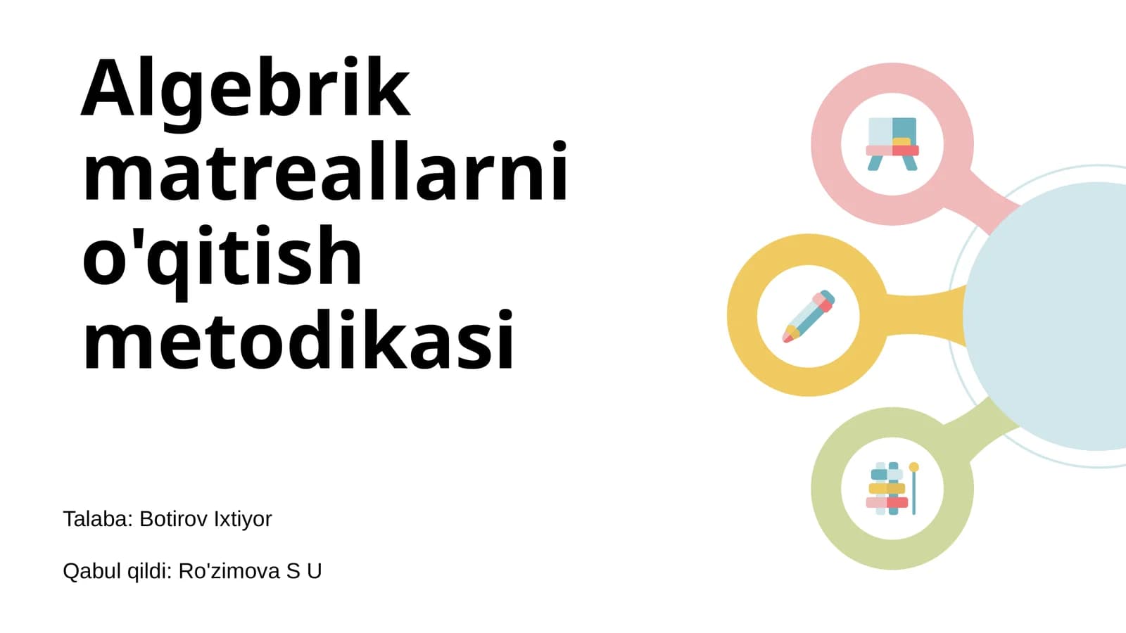 Algebrik matreallarni o'qitish metodikasi