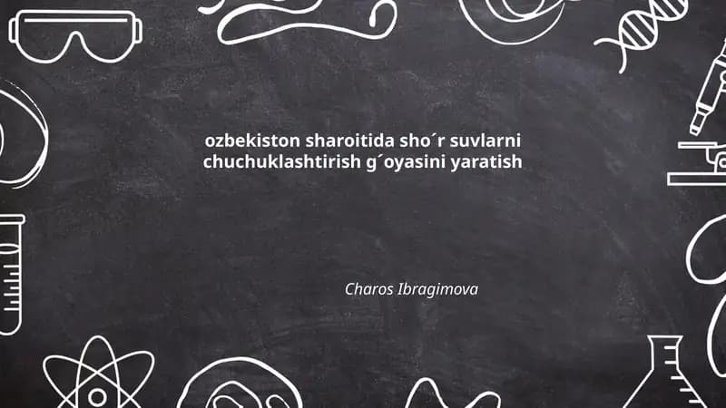 O'zbekiston sharoitida sho'r suvlarni chuchuklashtirish g´oyasini yaratish