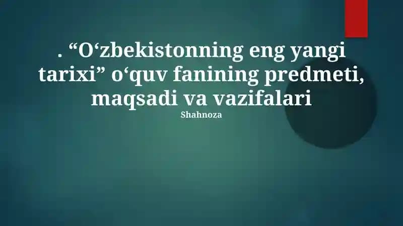 O'zbekistonning eng yangi tarixi