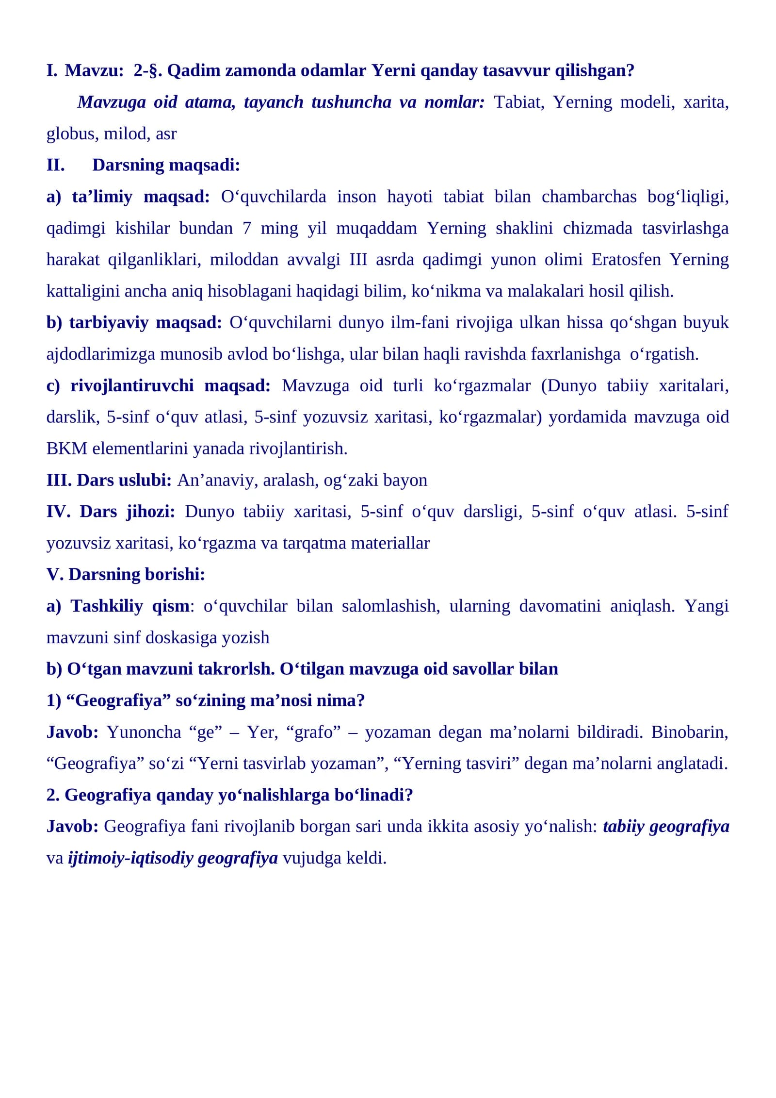 5-sinf Geografiya Qadim zamonda odamlar Yerni qanday tasavvur qilishgan