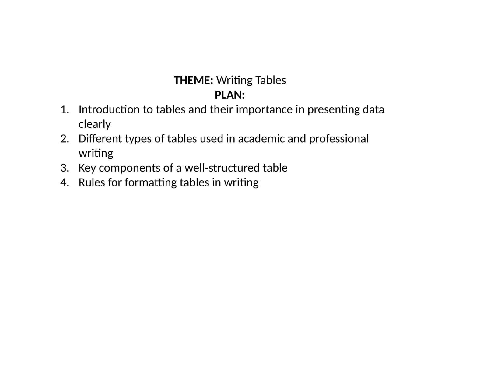 Key Components of a Well-Structured Table
