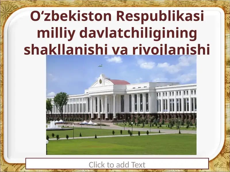 O‘zbekiston Respublikasi Milliy Davlat Chetellikining Shakllanishi va Ro‘yoblanish. Prezidentlik Instituti