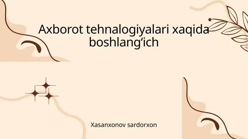 Axborot texnologiyalari haqida boshlangʻich