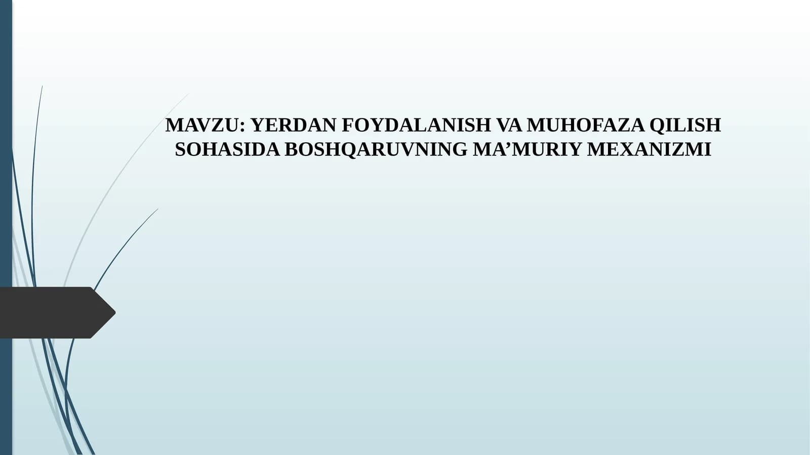 YERDAN FOYDALANISH VA MUHOFAZA QILISH SOHASIDA BOSHQARUVNING MA’MURIY MEXANIZMI