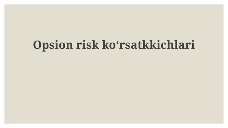 Opsion risk ko'rsatkichlari