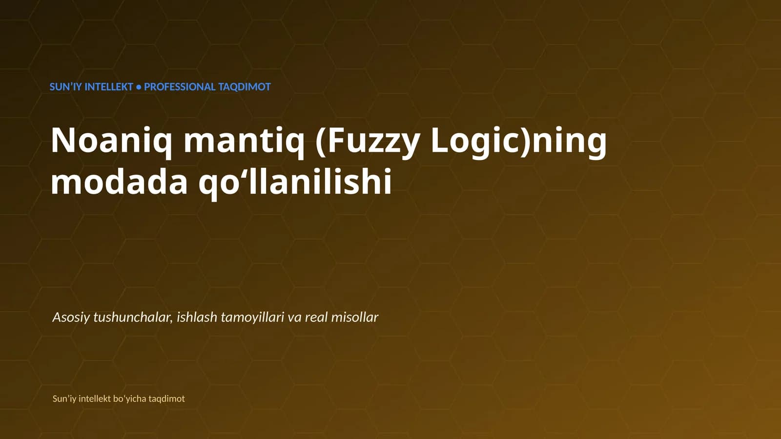 Noaniq mantiq (Fuzzy Logic)ning modada qoʻllanilishi