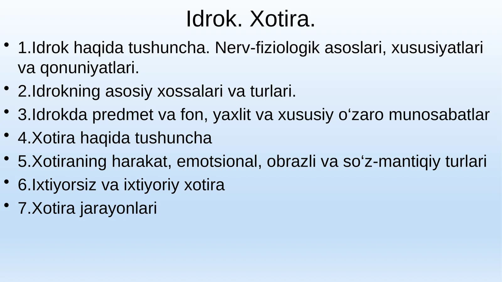 Idrok va xotira