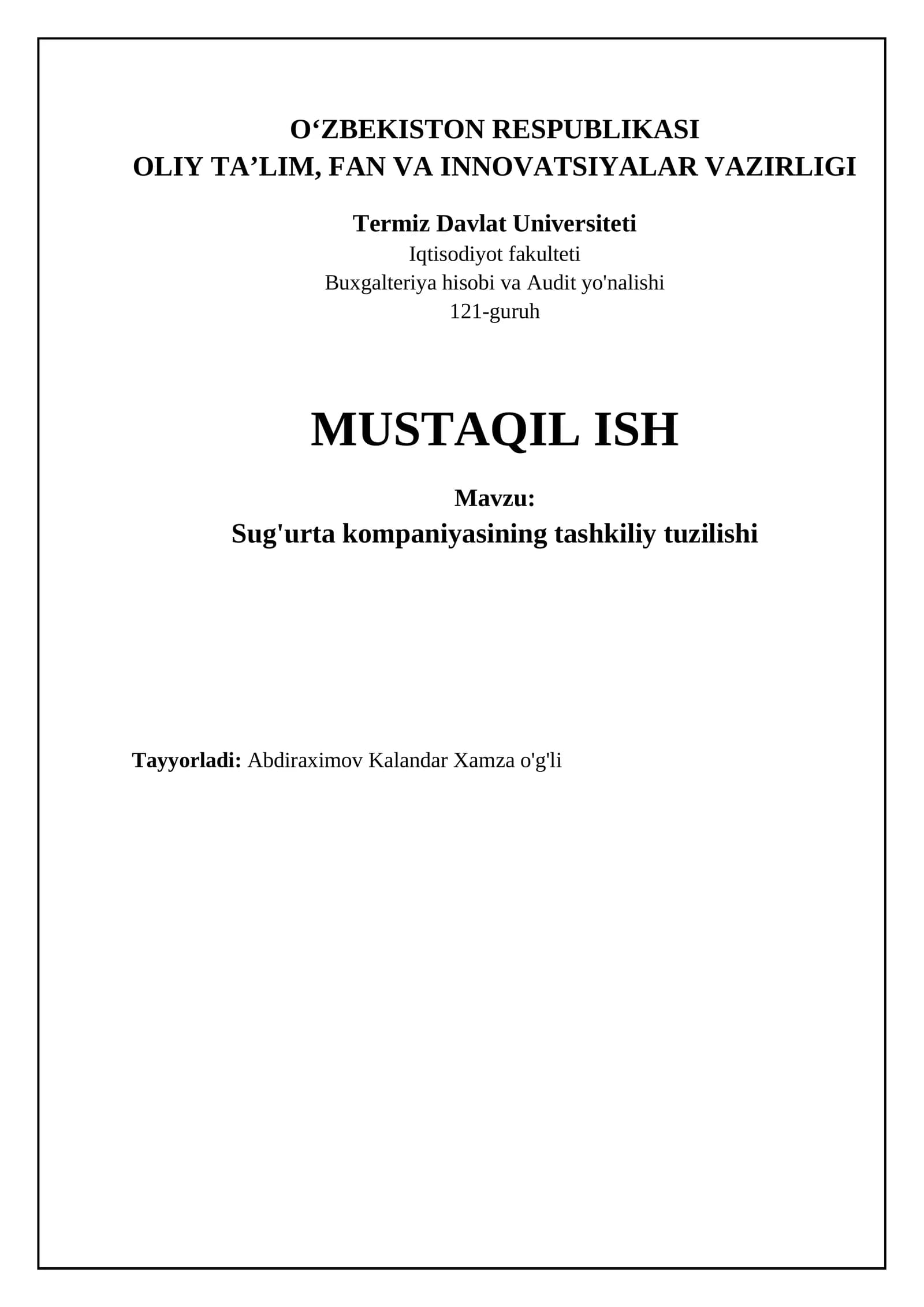 Sug'urta kompaniyasining tashkiliy tuzilishi: turlari va asosiy elementlari