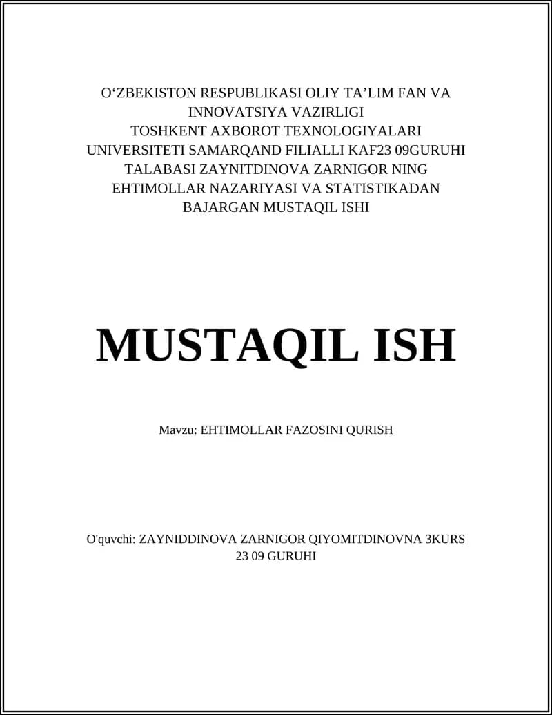 Namuna Fazosi qurish