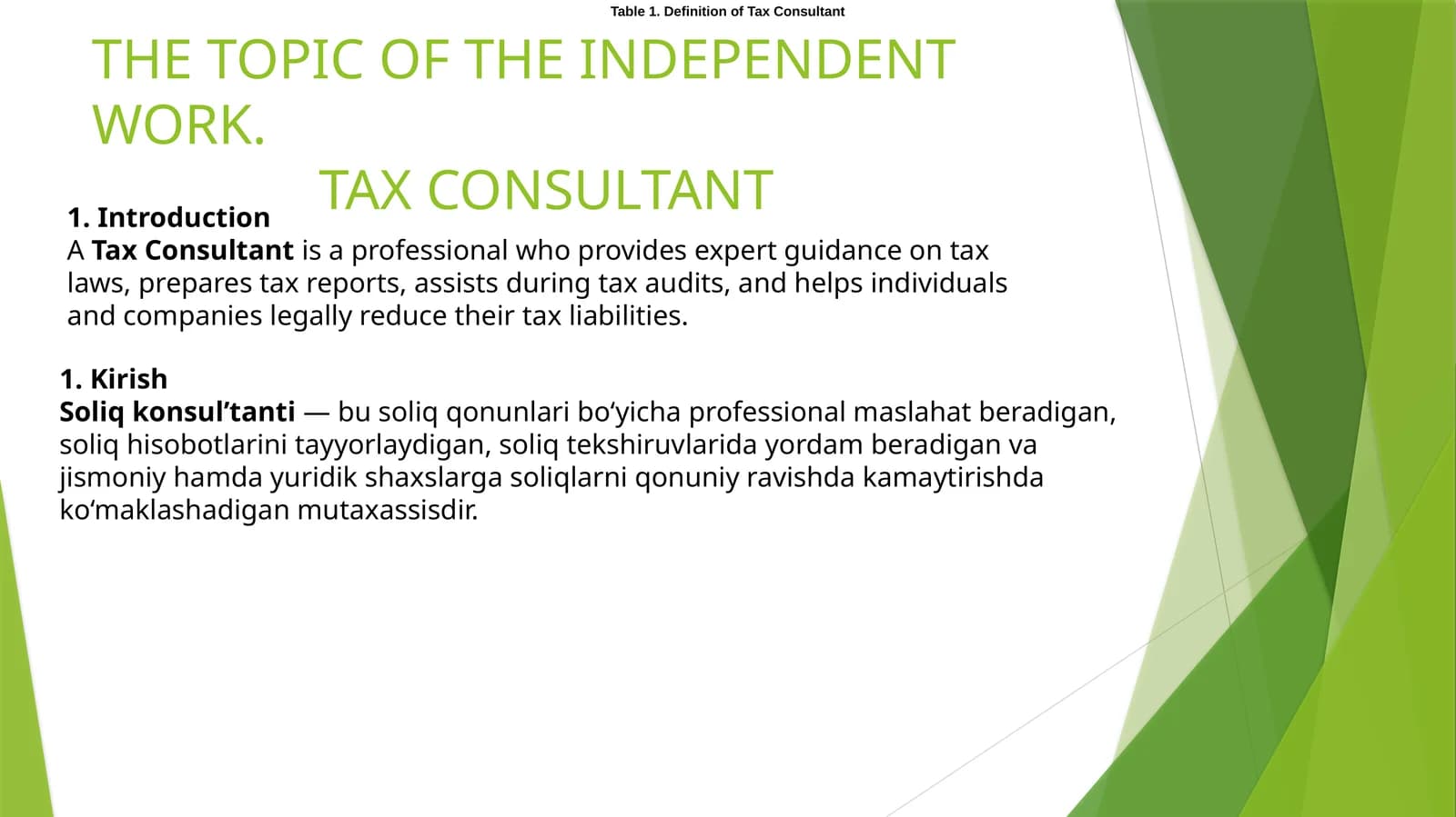 TAX CONSULTANT