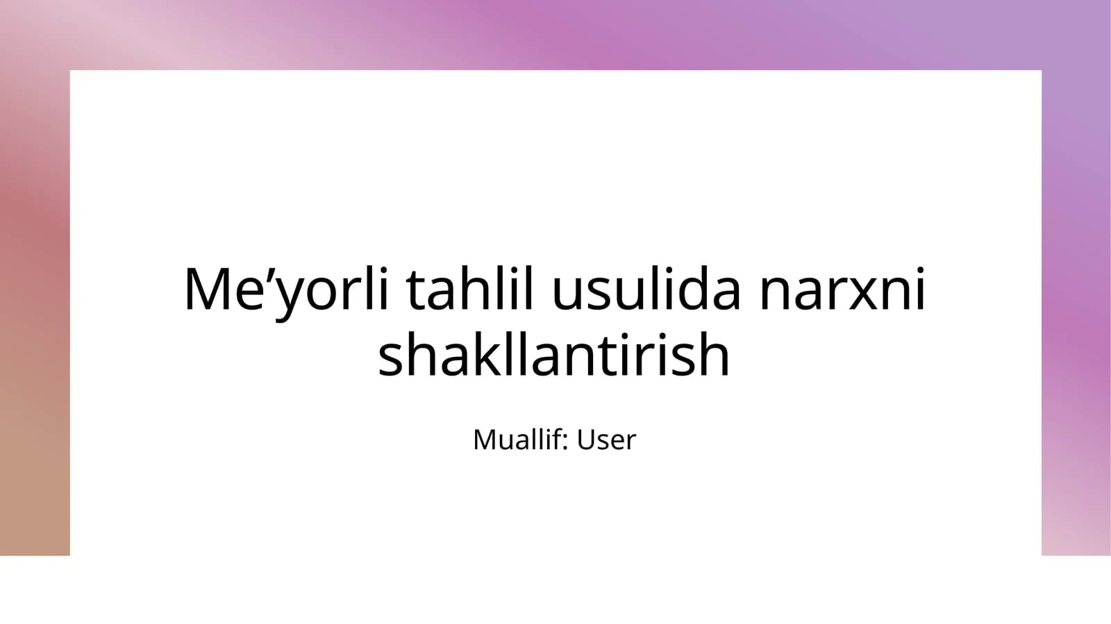 Narxlarni belgilash usullari