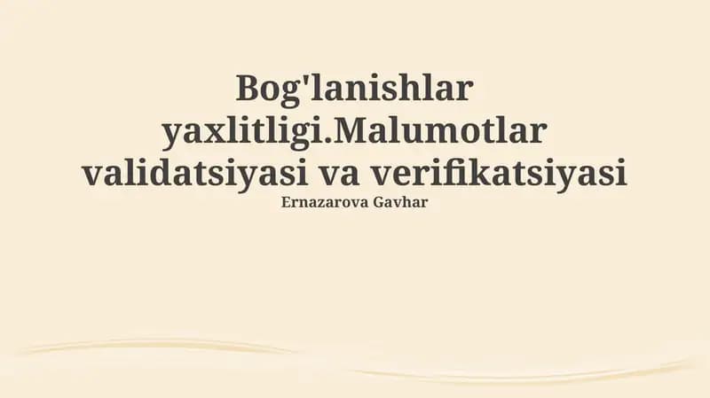 Malumotlar yaxlitligi