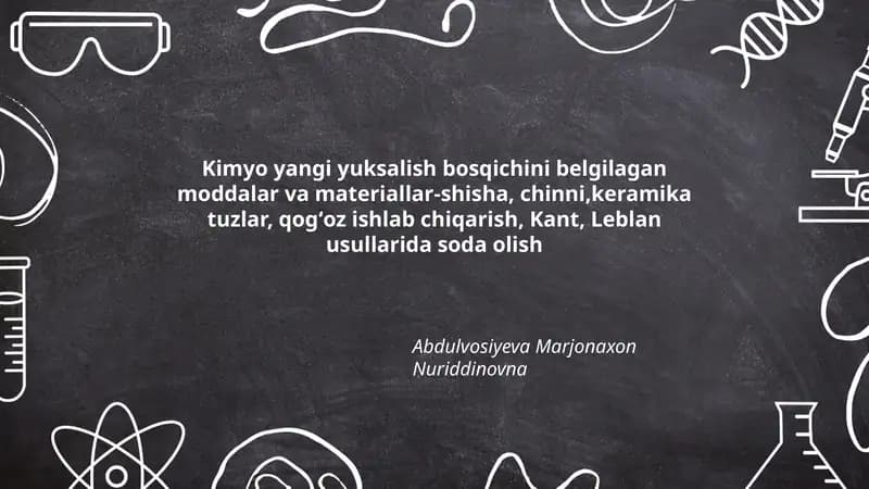 Kimyo yangi yuksalish bosqichini belgilagan moddalar va materiallar