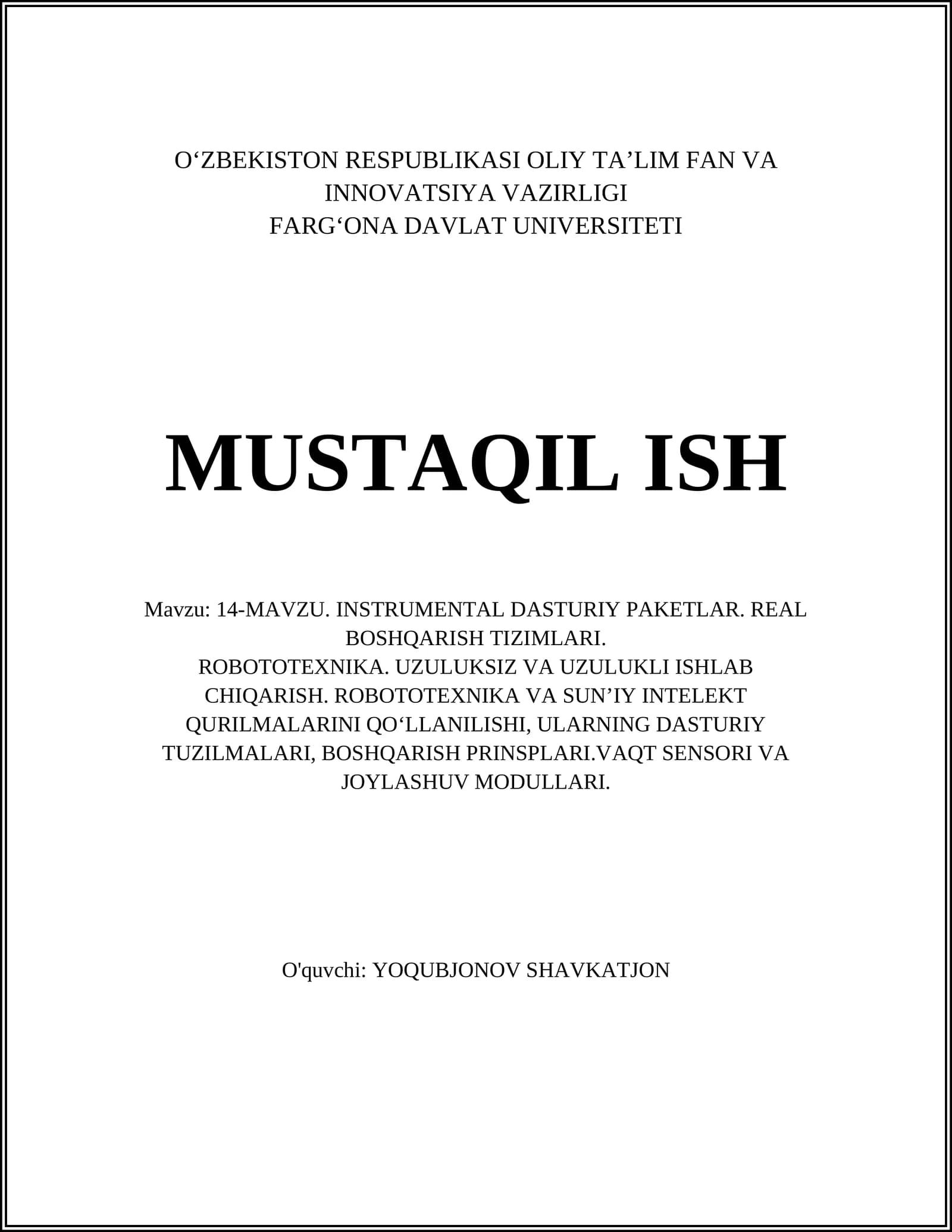 Real vaqt rejimida boshqarish tizimlari