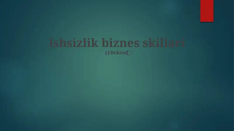 Ishsizlik biznes skillari