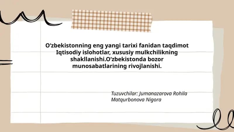 Oʻzbekistonning eng yangi tarixi fanidan taqdimot
