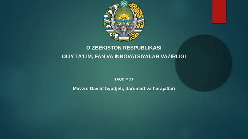 Davlat byudjeti: Tuzilishi va Tasnifi