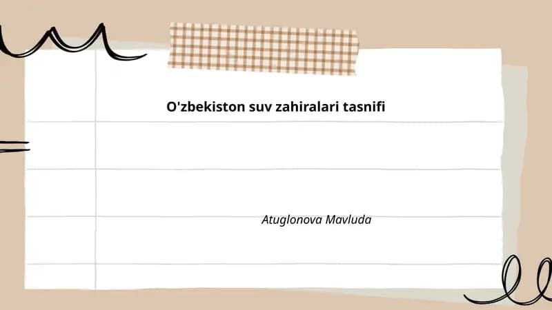 O'zbekiston suv zahiralari tasnifi