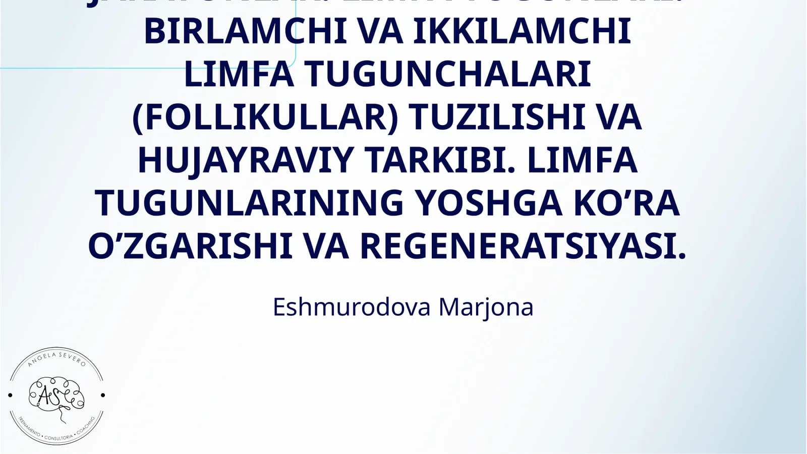 QON TOMIR ENDOTELIYSINING FUNKSIYALARI. YURAK-QON TOMIRLAR TIZIMIDA REGENERATOR VA KOMPENSATOR JARAYONLAR. LIMFA TUGUNLARI. BIRLAMCHI VA IKKILAMCHI LIMFA TUGUNCHALARI (FOLLIKULLAR) TUZILISHI VA HUJAYRAVIY TARKIBI. LIMFA TUGUNLARINING YOSHGA KO’RA O’ZGARISHI VA REGENERATSIYASI