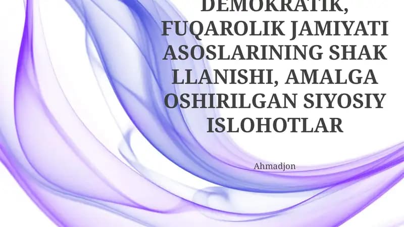 Oʻzbekistonda Demokratik, Fuqarolik Jamiyati Asoslarining Shakllanishi, Amalga Oshirilgan Siyosiy Islohotlar