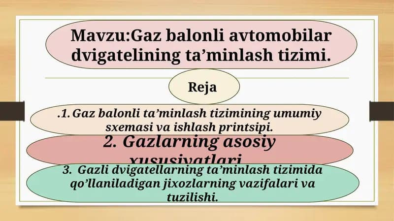 Gazbalonli avtomobillar dvigatelining ta’minlash tizimi