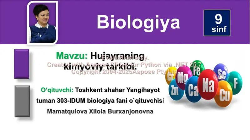 Hujayraning kimyoviy tarkibi