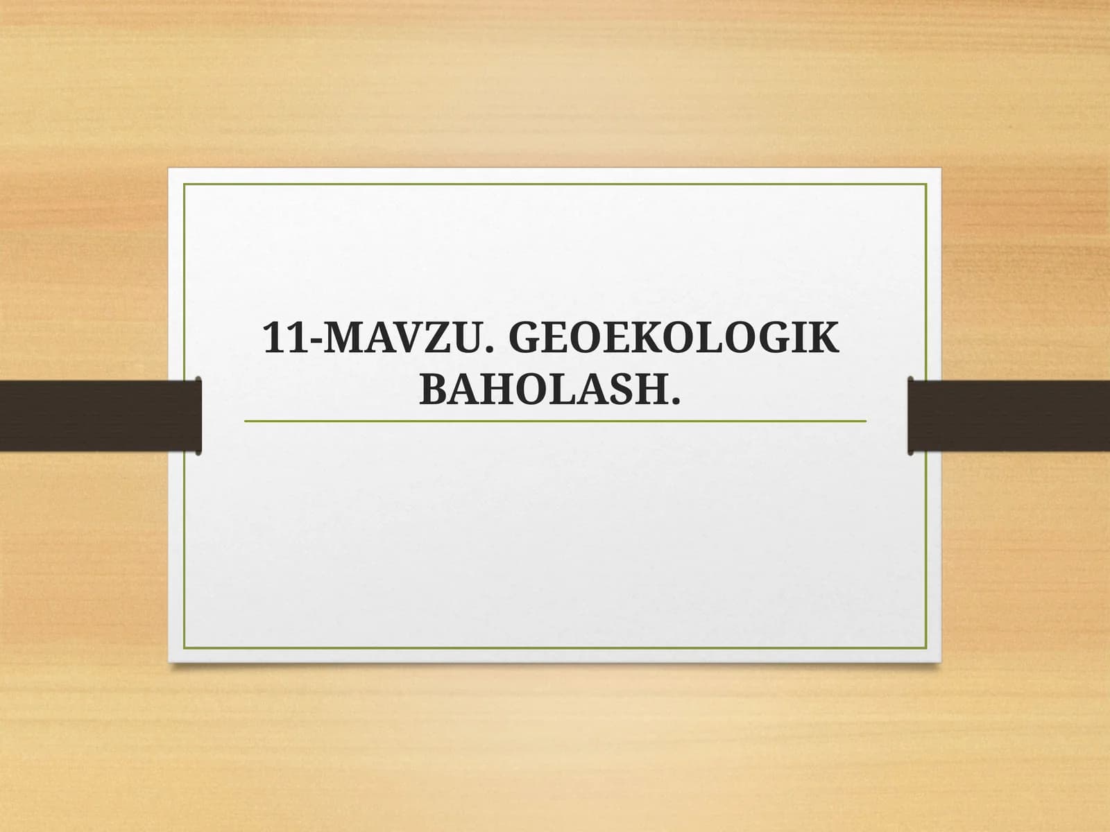 GEOEKOLOGIK BAHOLASH