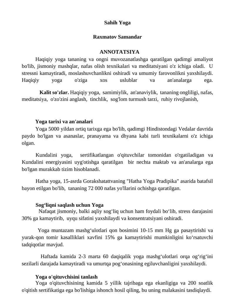Sahih Yoga
