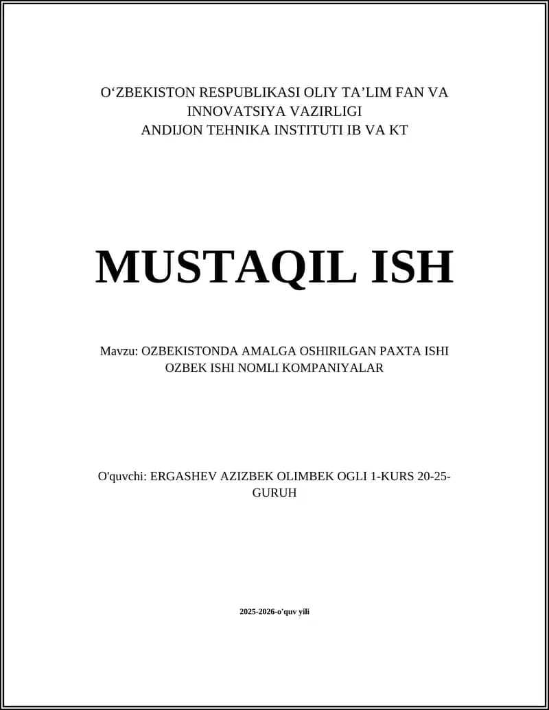 O'zbek ishi nomli kompaniyalarning tarixi va tashkil topishi