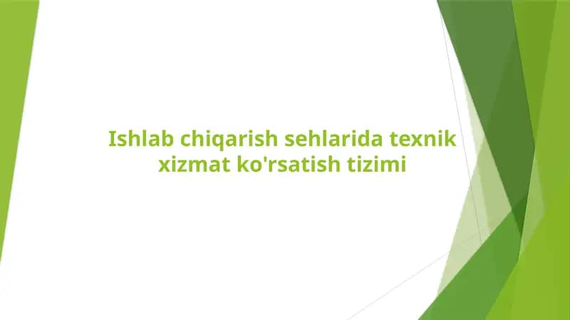 Texnik xizmat ko'rsatishning asosiy maqsadlari va vazifalari