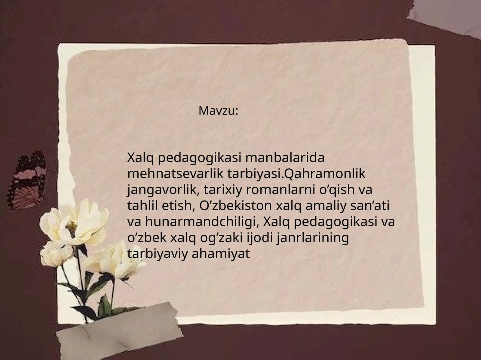 Mehnatsevarlik tarbiyasi asoslari