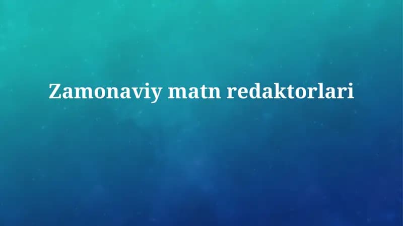 Zamonaviymatnredaktorlari