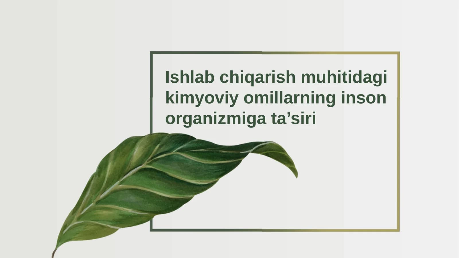 Kimyoviy omillarning inson organizmiga ta’siri