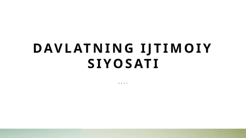 Davlatning ijtimoiy siyosati