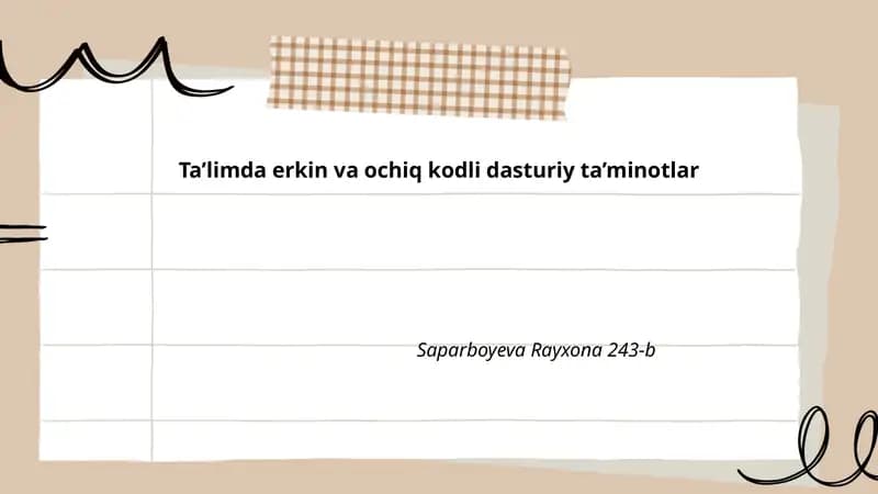 Erkin va ochiq kodli dasturiy ta’minotlar
