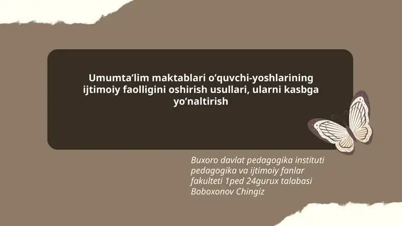 Umumtaʼlim makablari oʼquvchi-yoshlarining ijtimoiy faolligini oshirish usullari