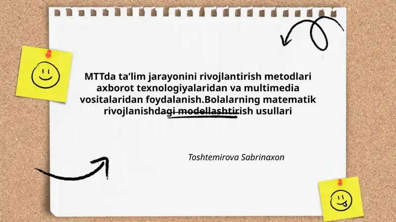 Bolalarning matematik rivojlanishdagi modellashtirish usullari