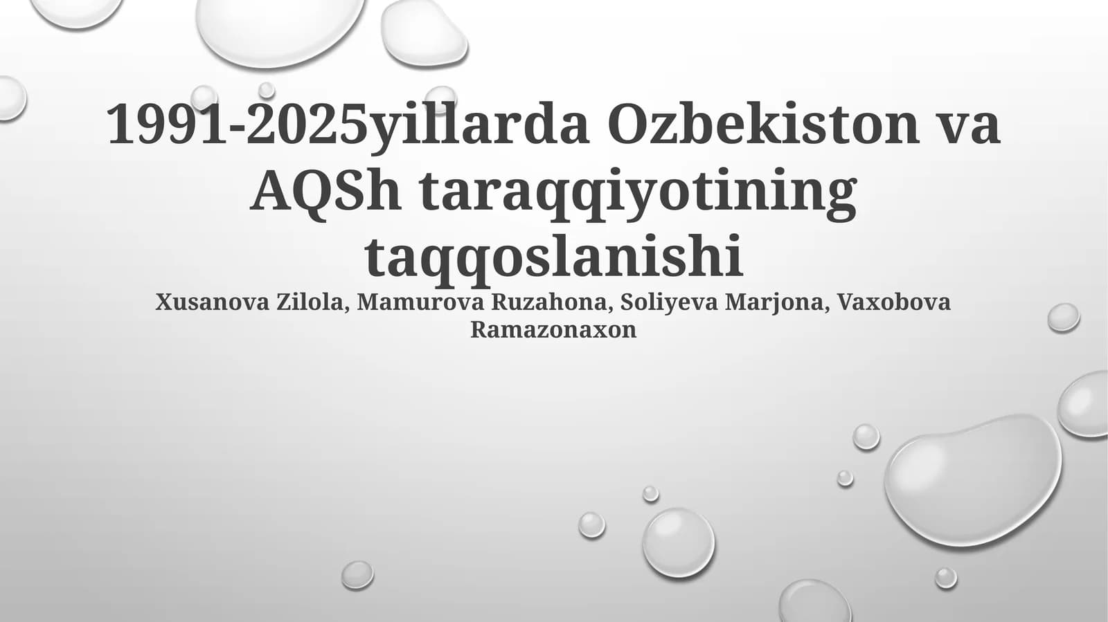 1991-2025yillarda Ozbekiston va AQSh taraqqiyotining taqqoslanishi
