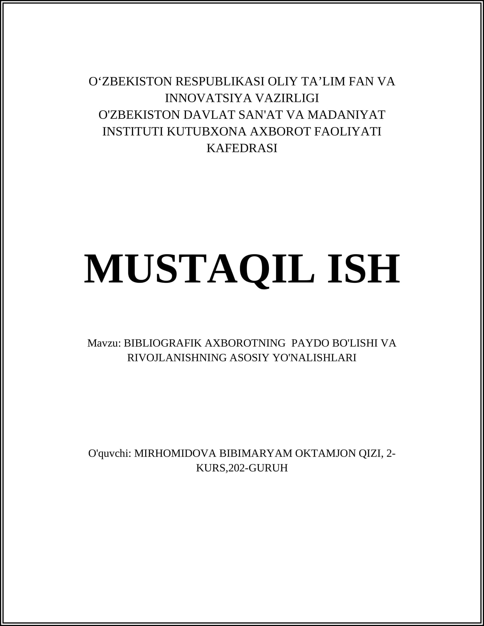 Bibliografik Axborotning Paydo Bo‘lishi va Rivojlanishining Tarixiy Asoslari