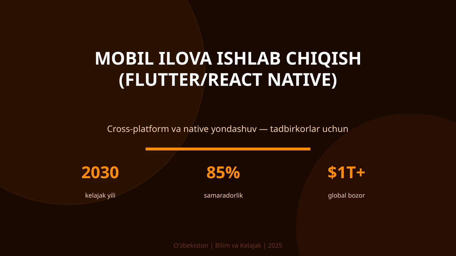 MOBIL ILOVA ISHLAB CHIQISH (FLUTTER/REACT NATIVE)