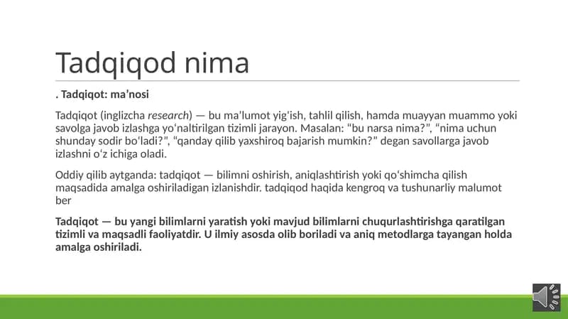 Tadqiqot: ma’nosi